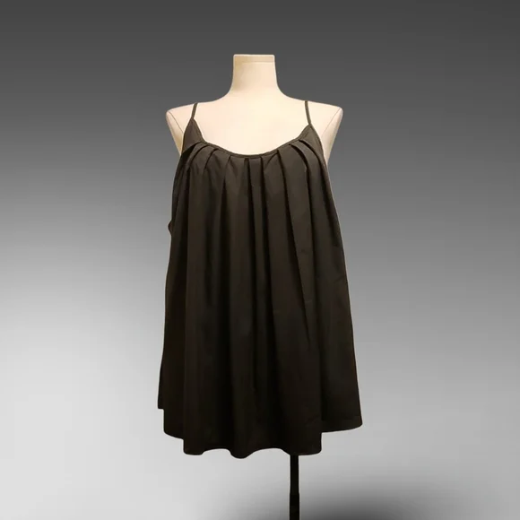 Dark Camo Green Pleated Babydoll Sleeveless Camisole Top - Picture 5 of 11